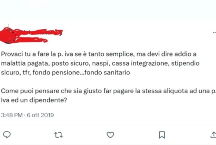 Lo sfogo di un utente su X