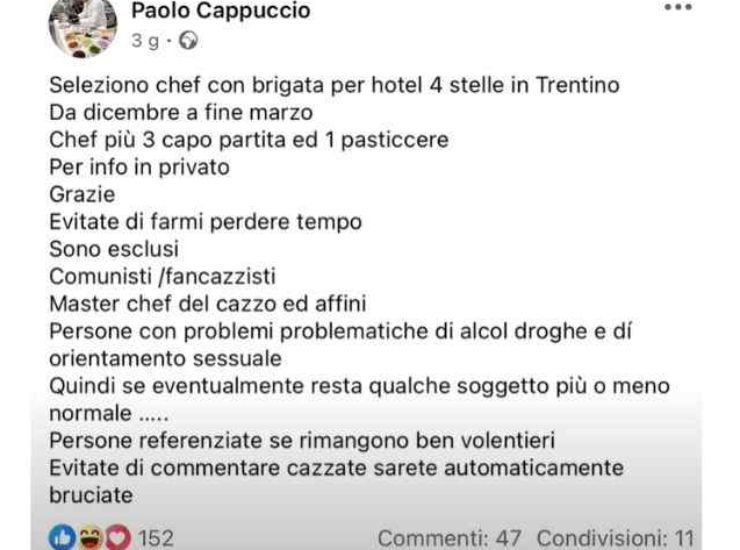 Scren del post eliminato